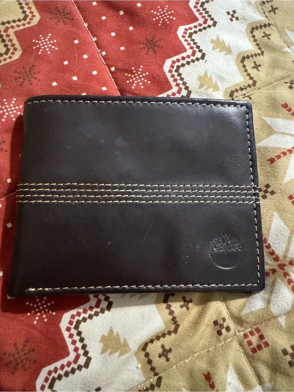 Timberland Black Leather Money Clip Wallet with Contrast Stitching
